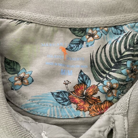 Margaritaville Shirt Sz Medium Gray Polo Short Sleeve Casual Mens Island Cotton - Picture 2 of 7